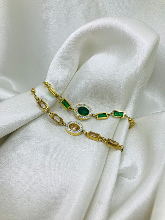 Emerald Zircon Chain Bracelet