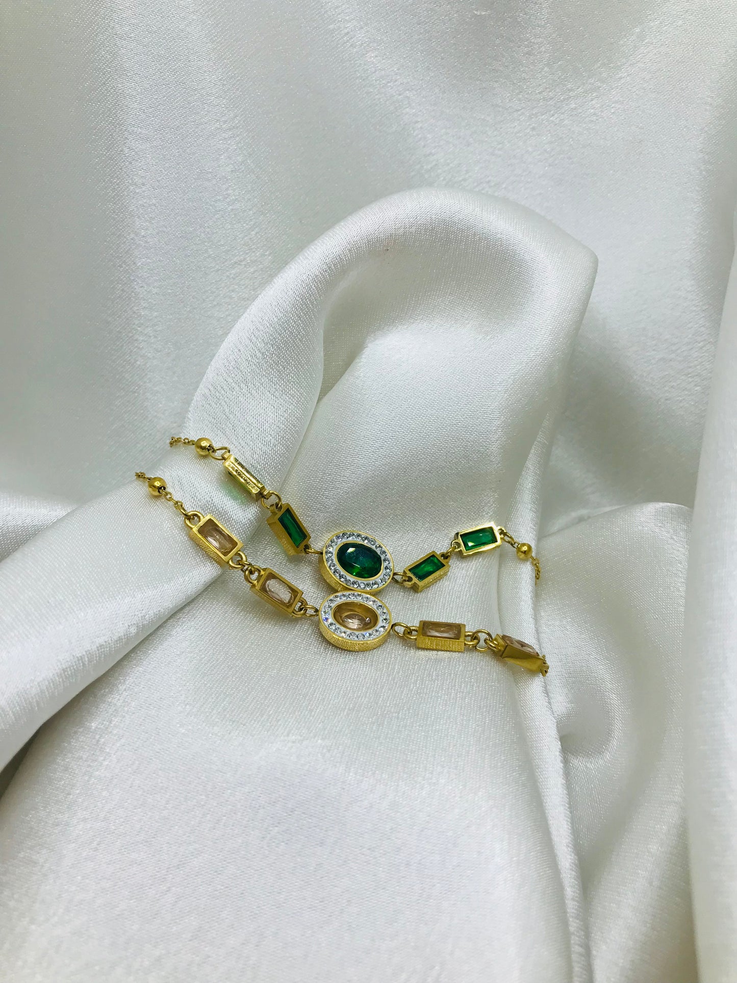 Emerald Zircon Chain Bracelet