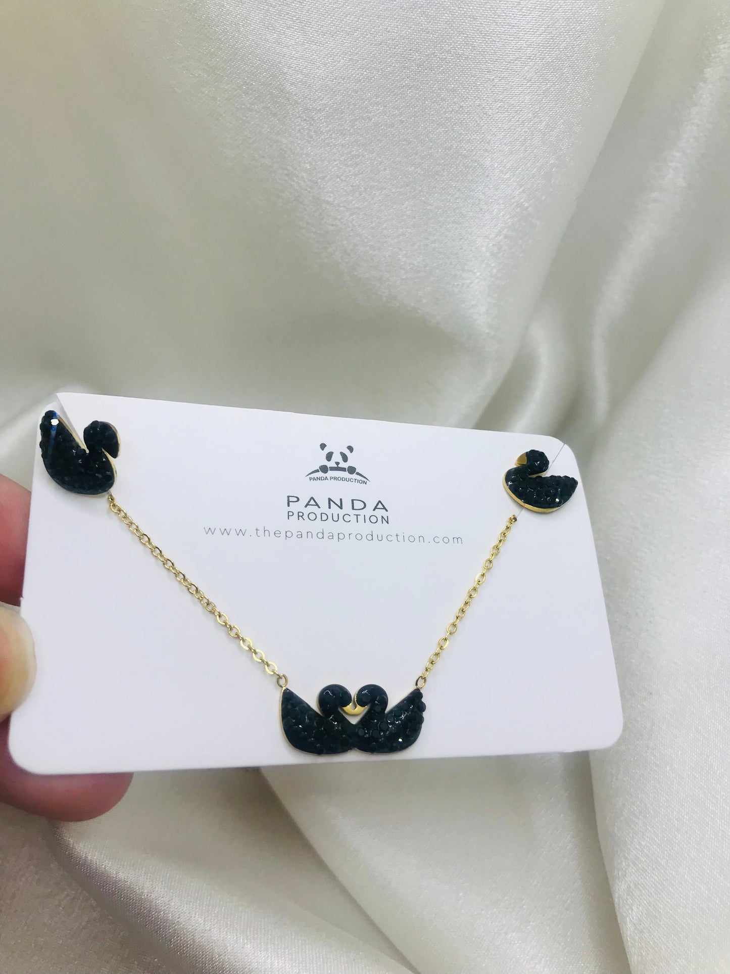 Black Swan Necklace and Earrings Set