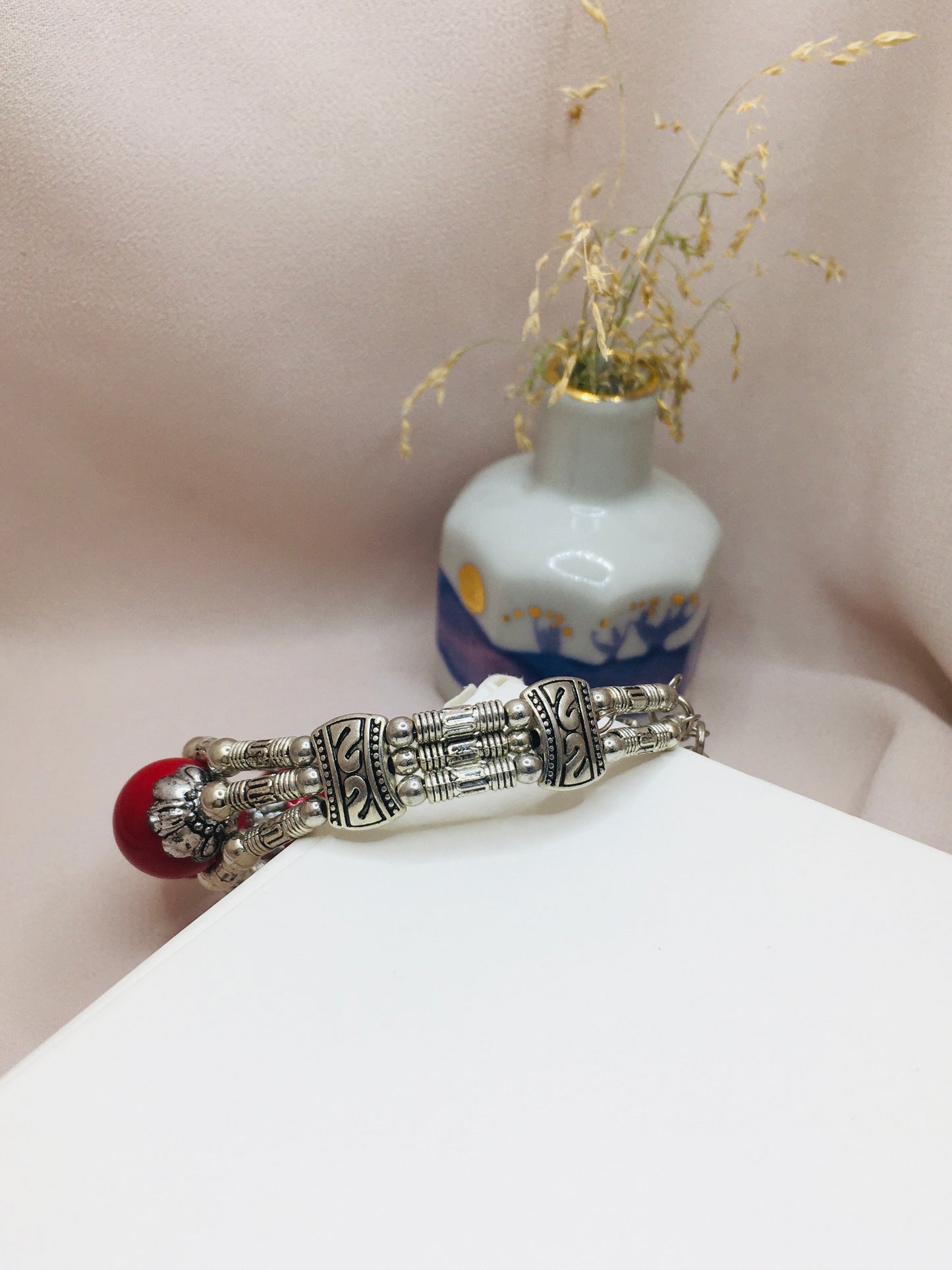 Beaded Bracelet with Silver Accents