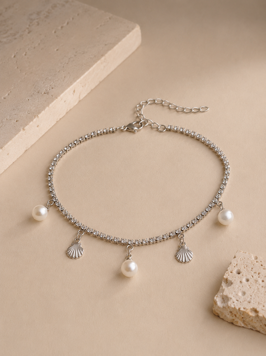 Pearl and Seashell Anklet