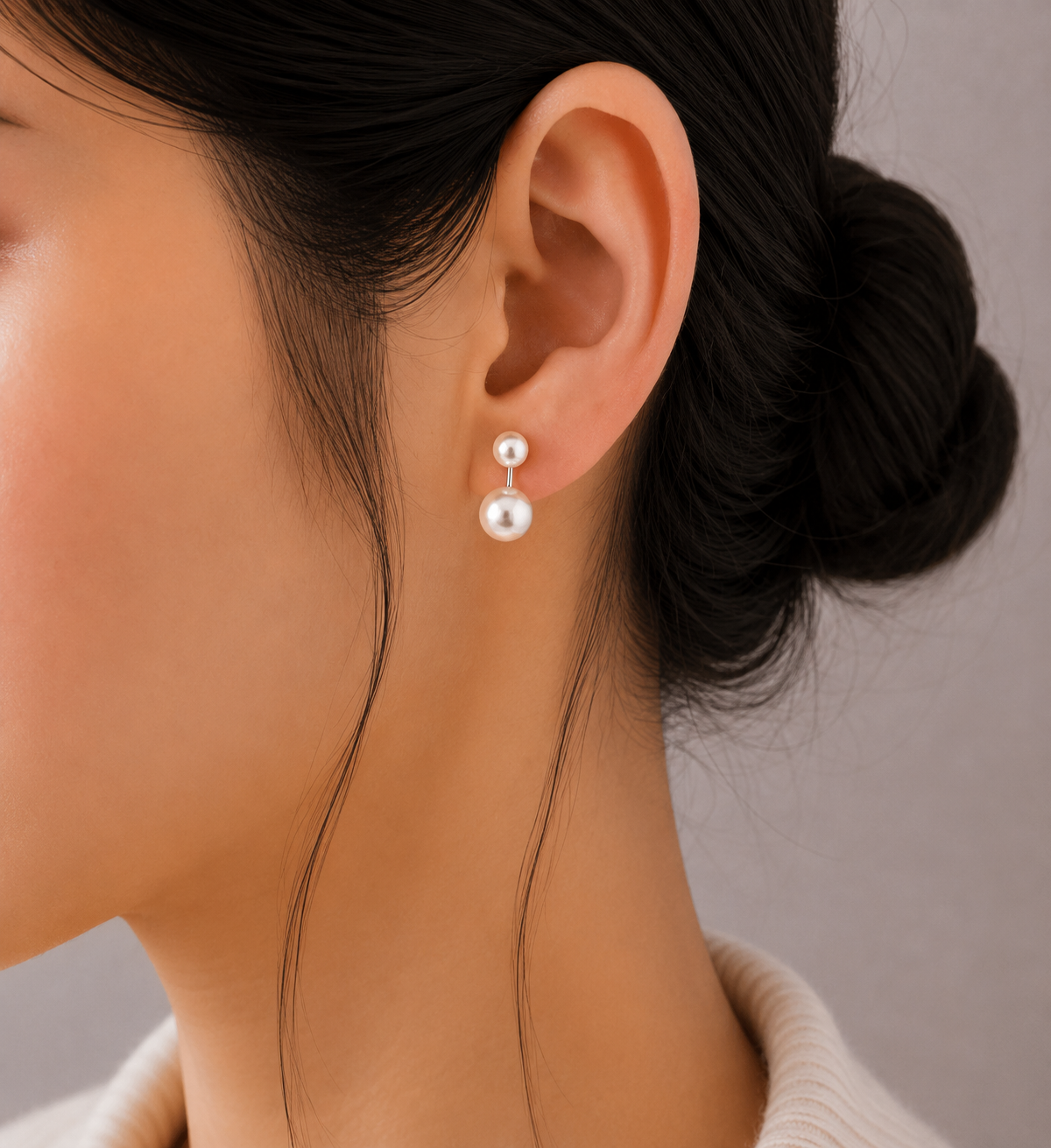 Double Pearl Stud Earrings
