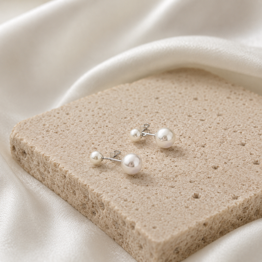 Double Pearl Stud Earrings
