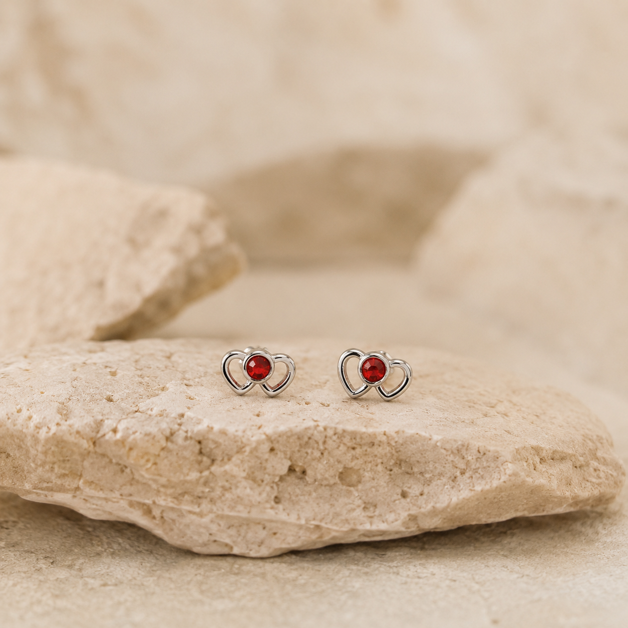 Double Heart Stud