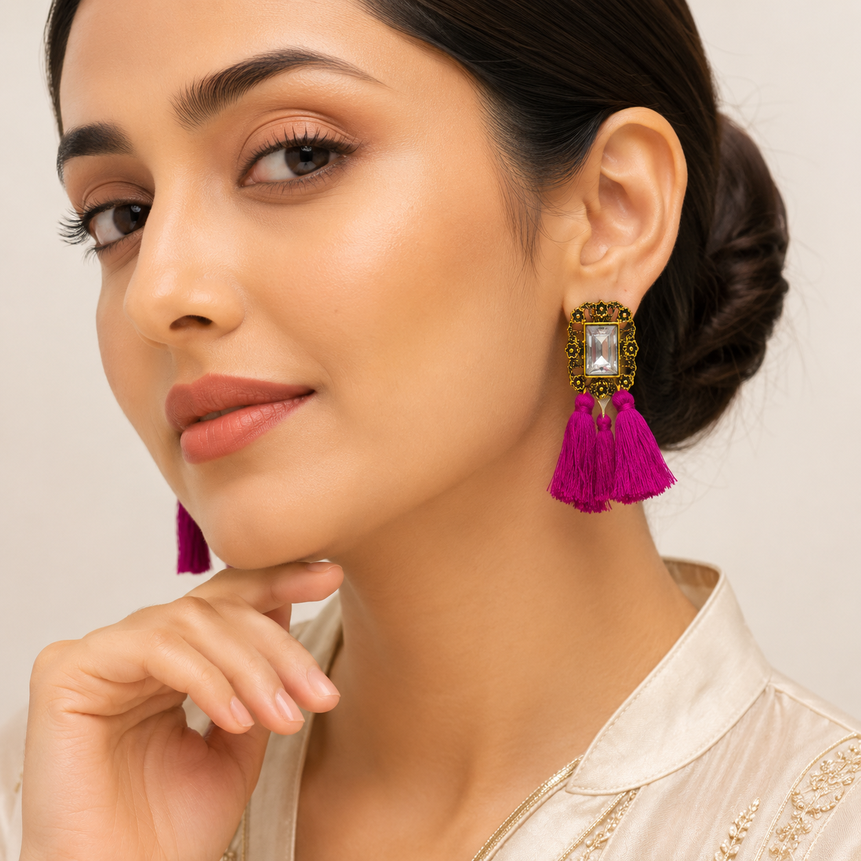 Maroon Tassel Earrings