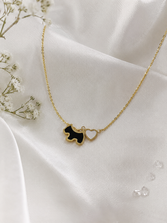 Cat and Heart Double Pendant