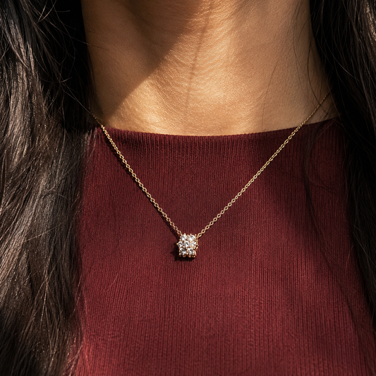 Gold Cube Crystal Necklace