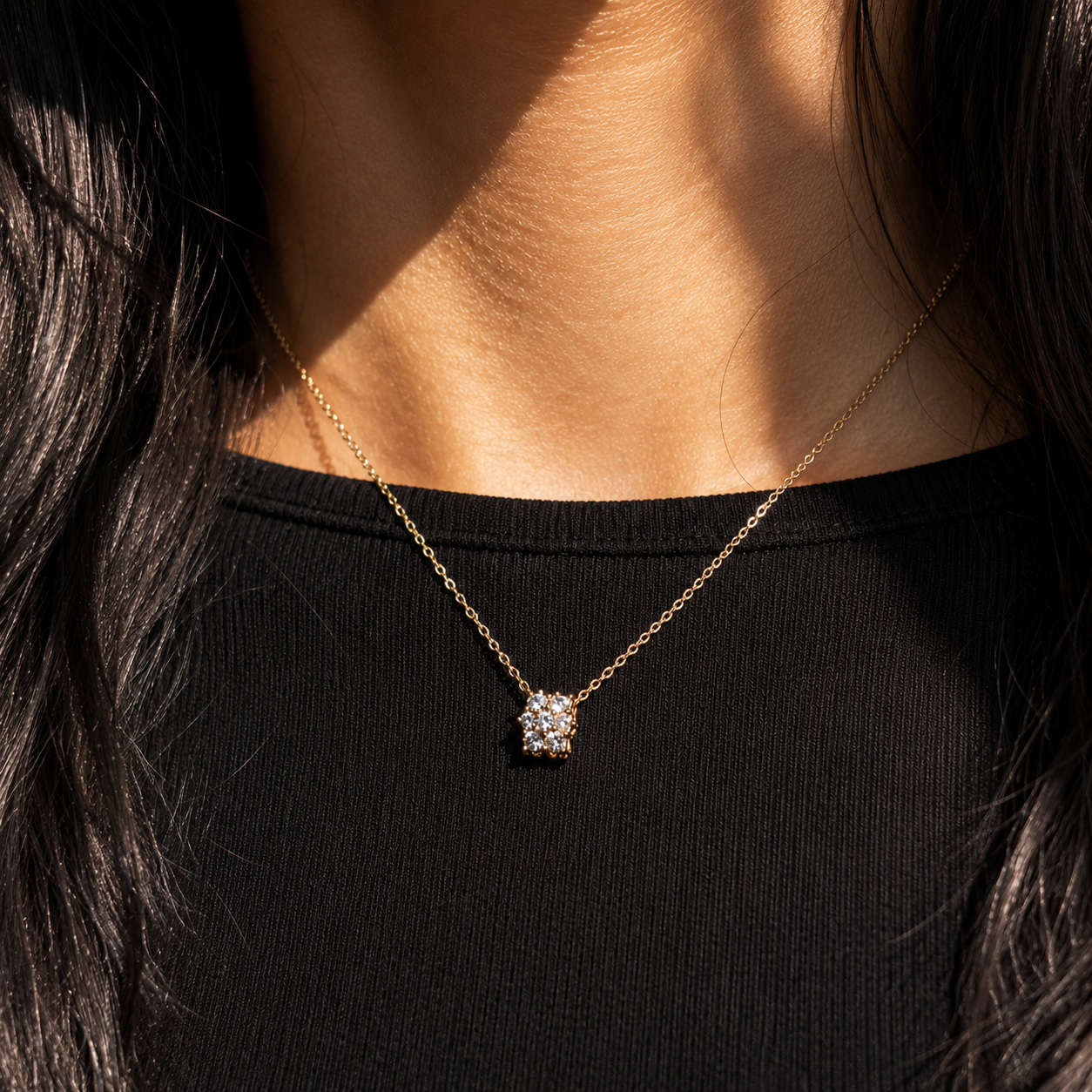 Gold Cube Crystal Necklace