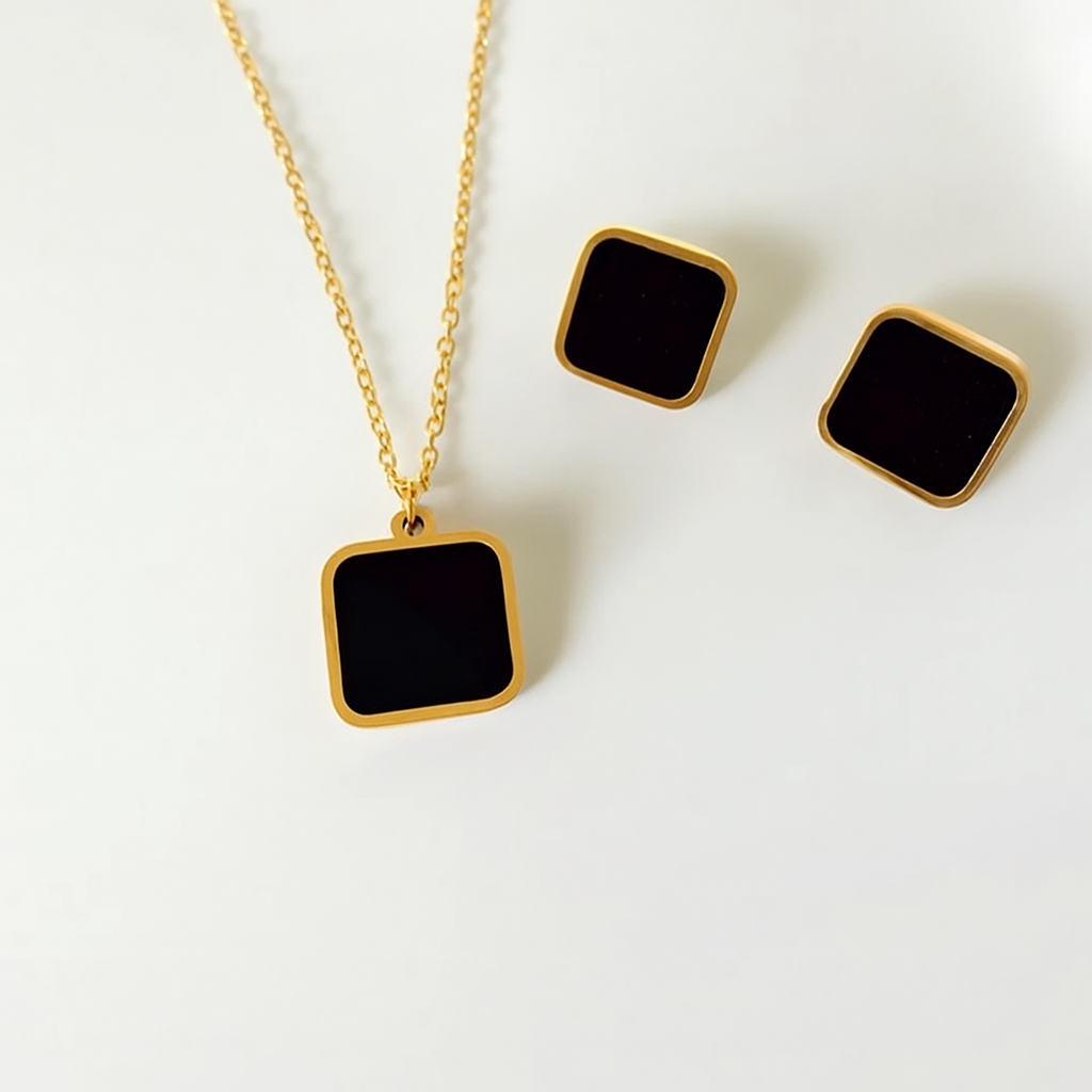 Minimal Rectangle Earring and Pendant Set