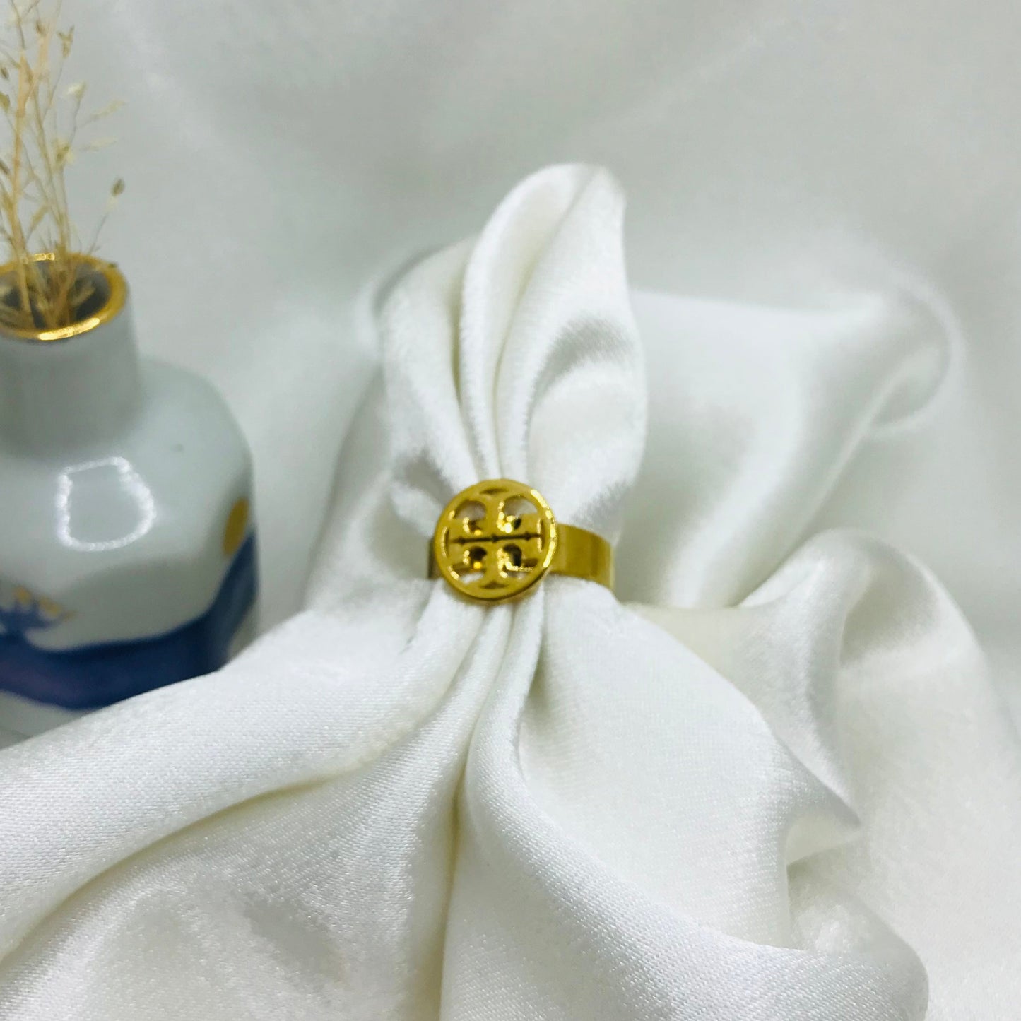 Circular Emblem Gold Ring