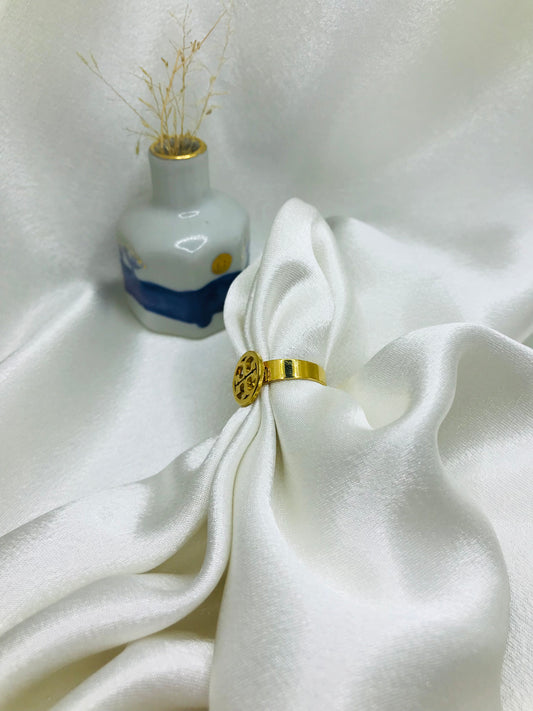 Circular Emblem Gold Ring