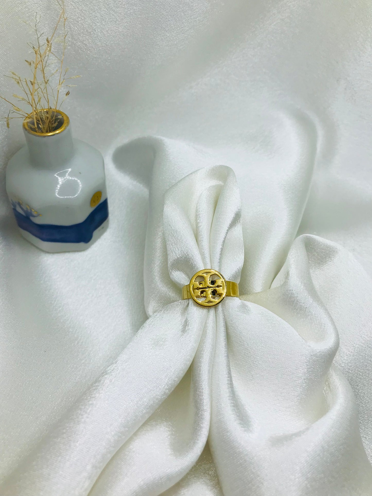Circular Emblem Gold Ring