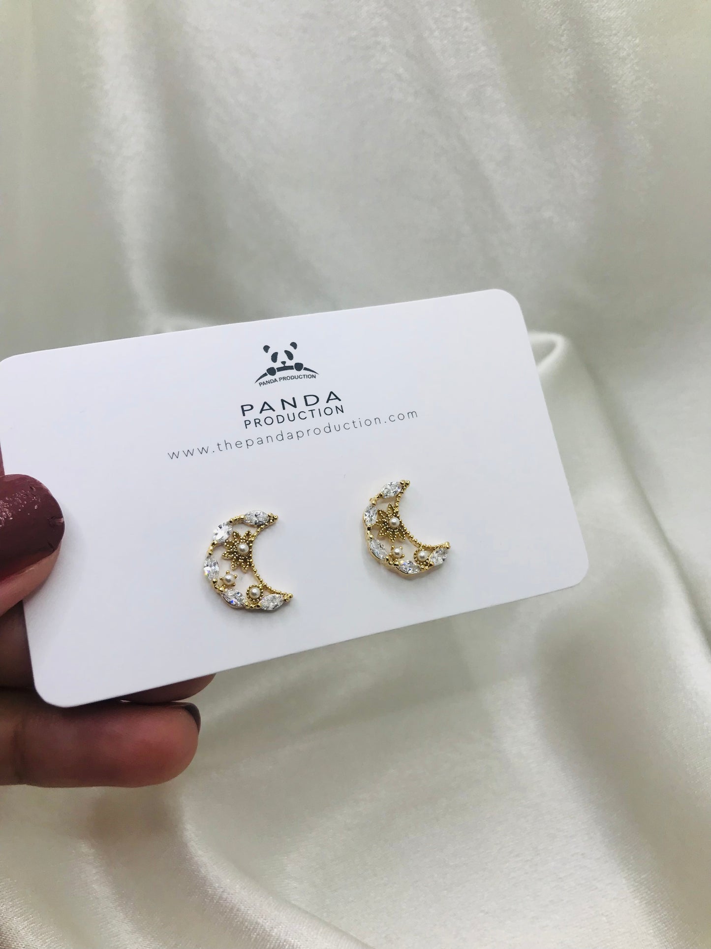 Crescent Moon Diamond Studs