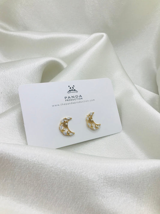Crescent Moon Diamond Studs