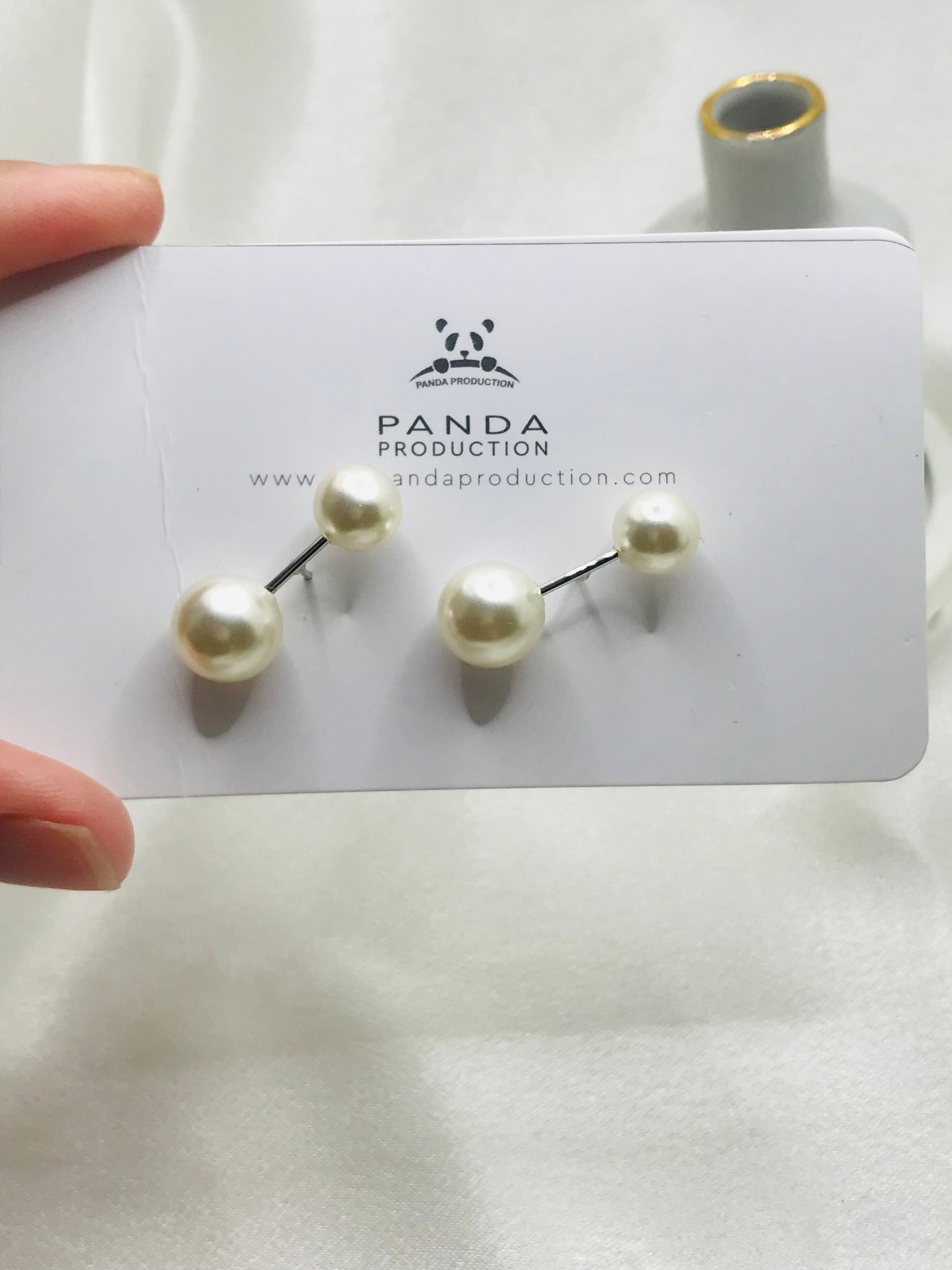 Double Pearl Stud Earrings