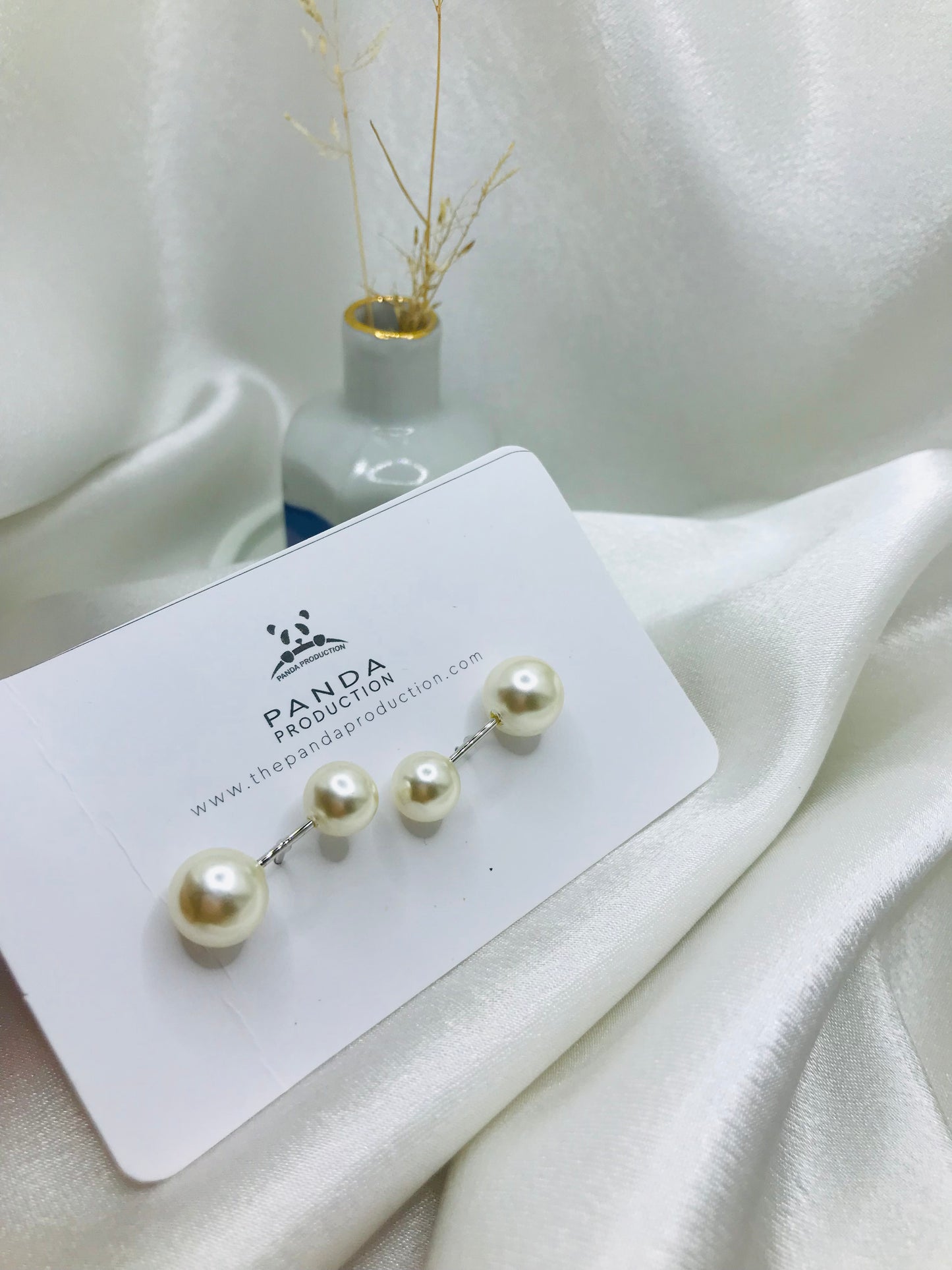 Double Pearl Stud Earrings