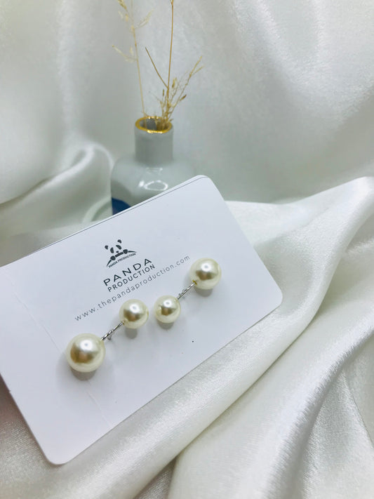 Double Pearl Stud Earrings