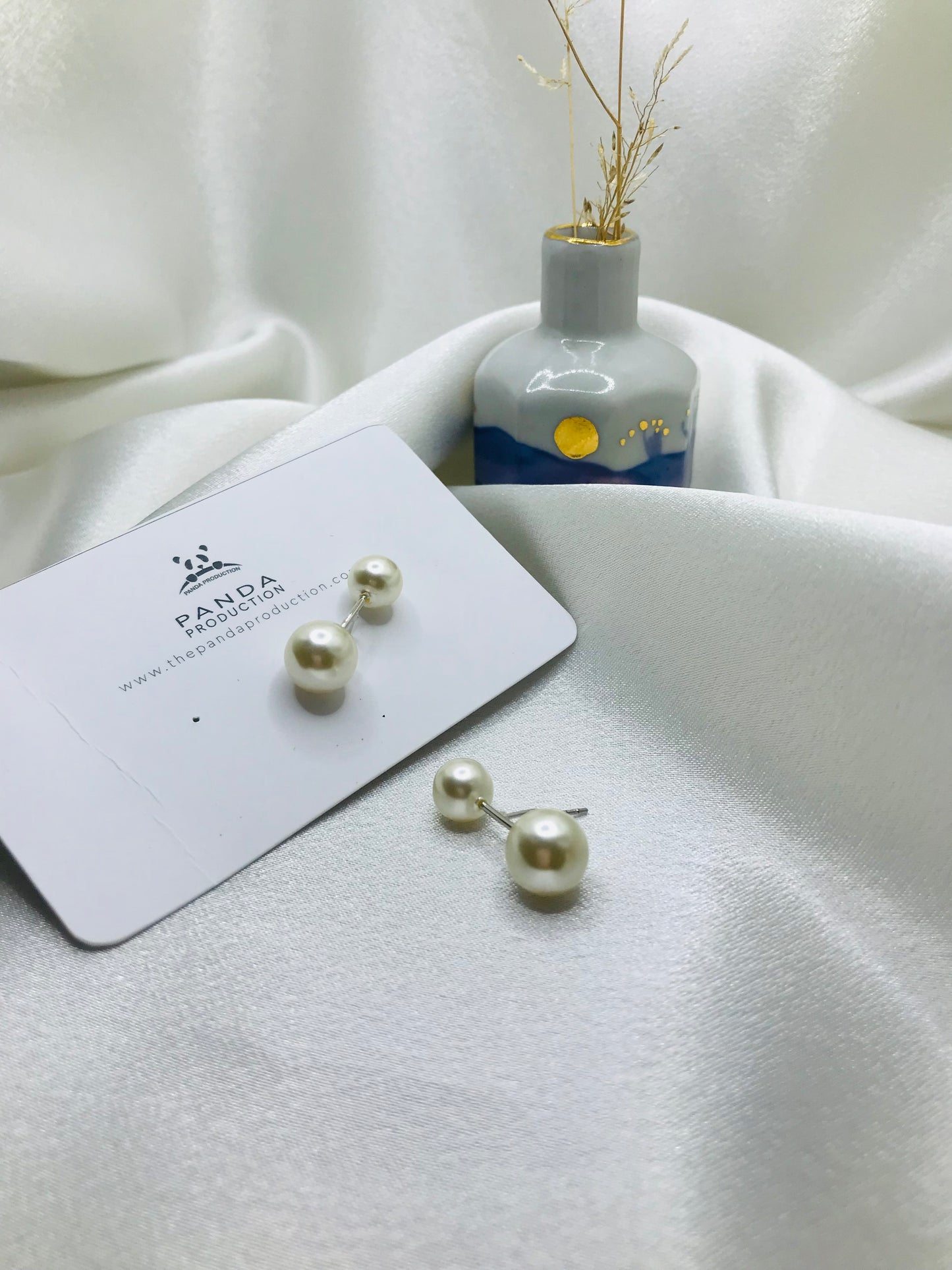 Double Pearl Stud Earrings