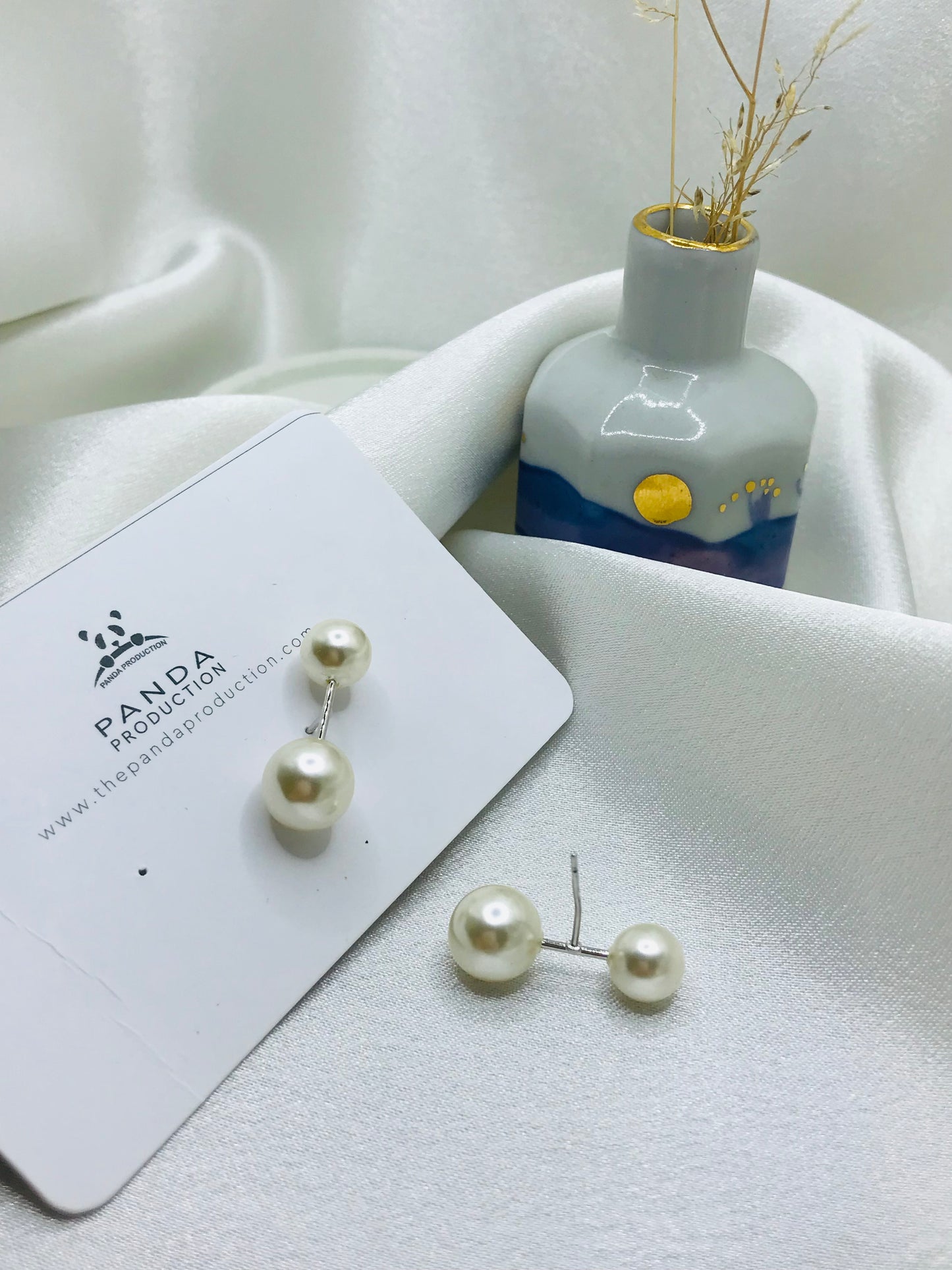 Double Pearl Stud Earrings
