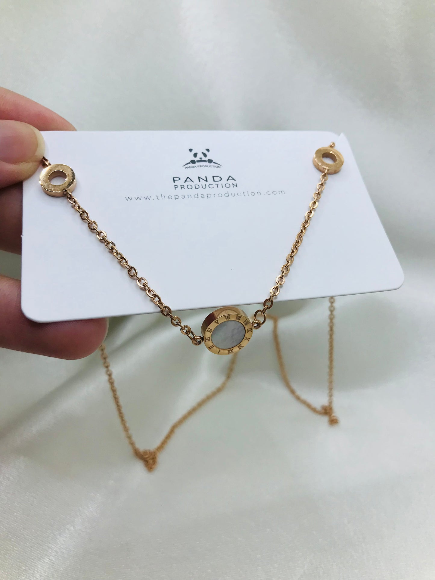 Double Sided Circle Pendant with long chain