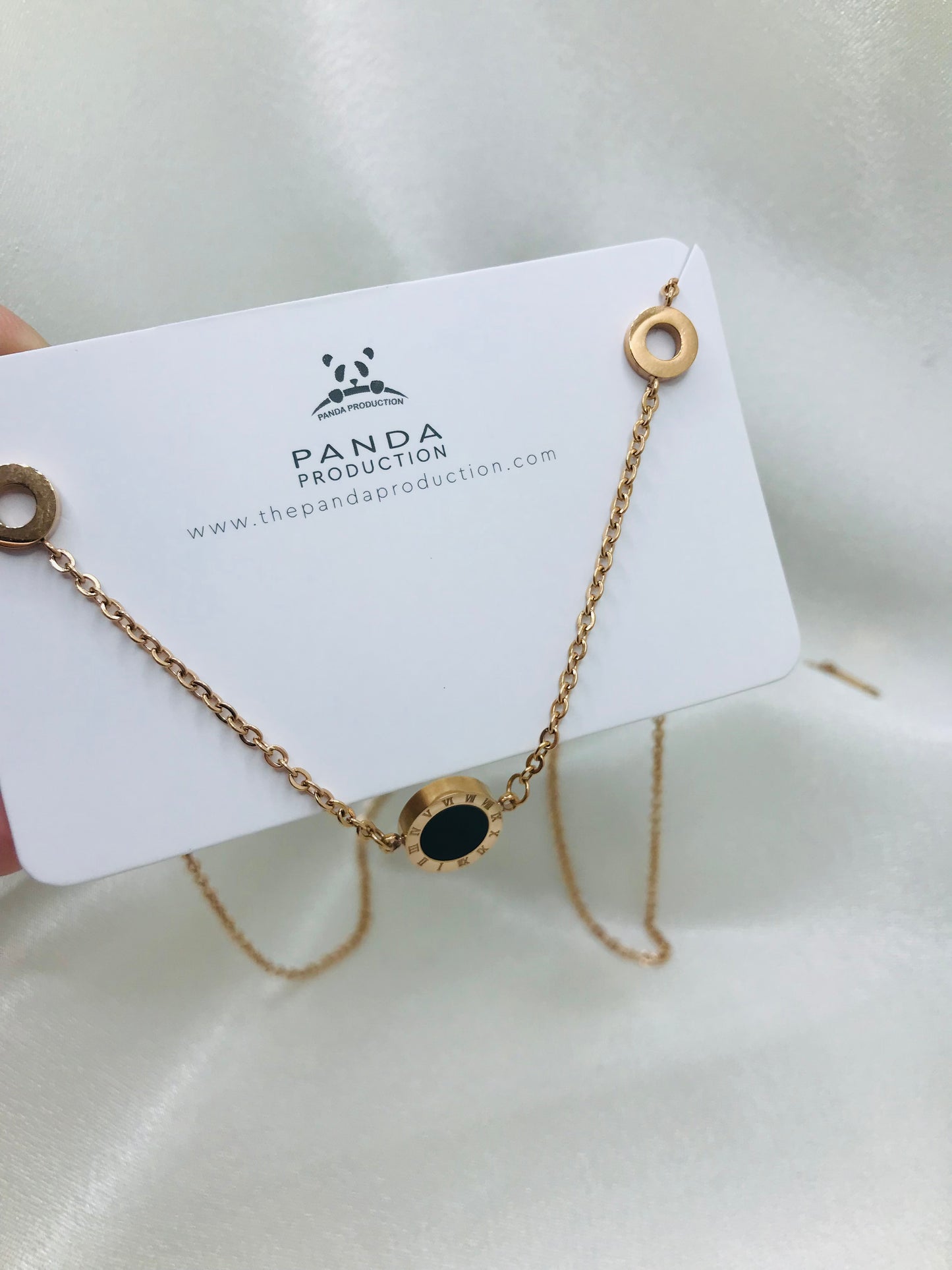 Double Sided Circle Pendant with long chain
