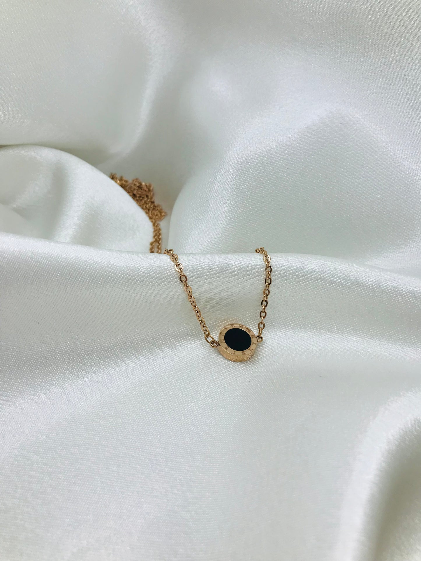 Double Sided Circle Pendant with long chain