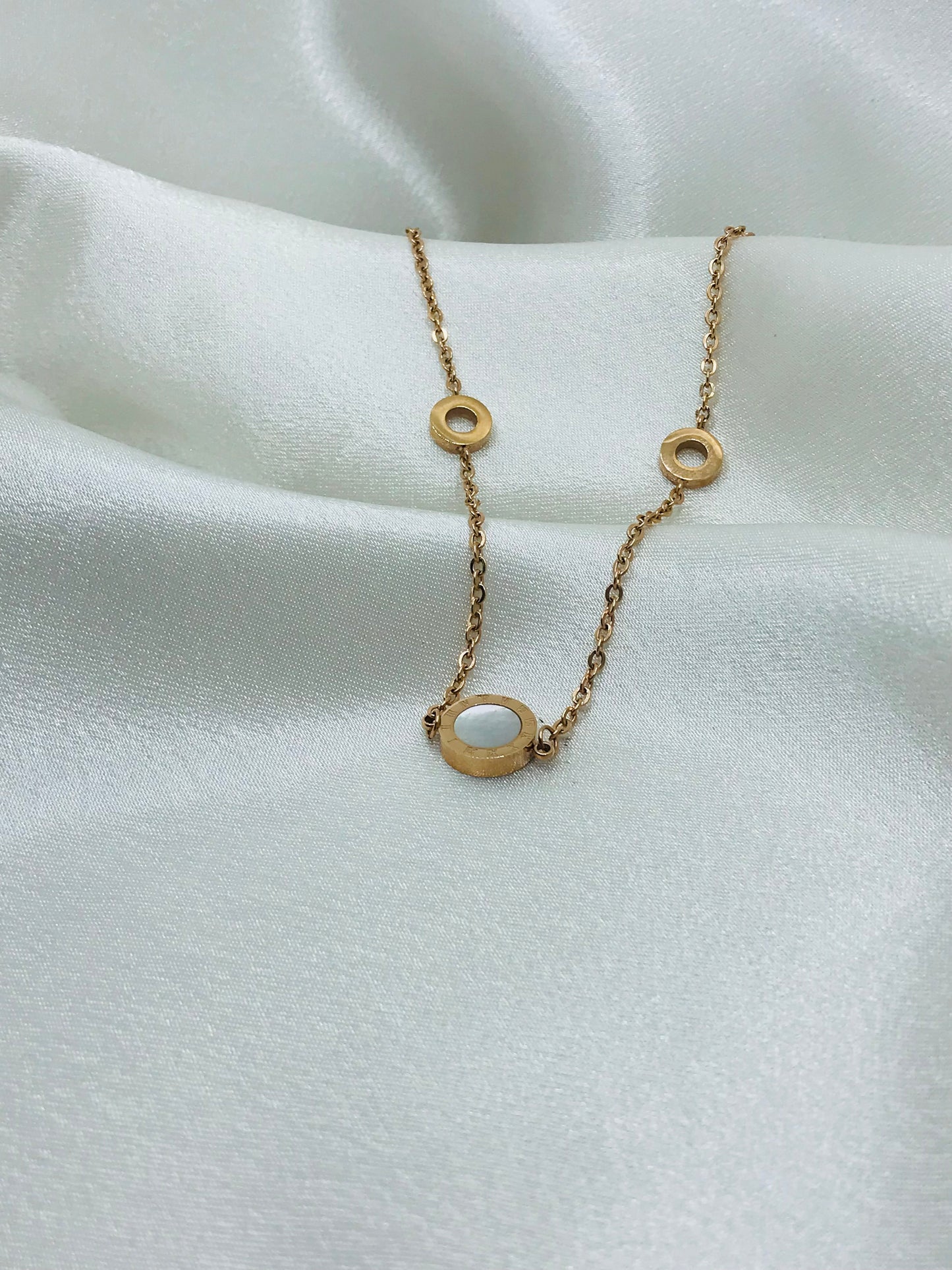 Double Sided Circle Pendant with long chain