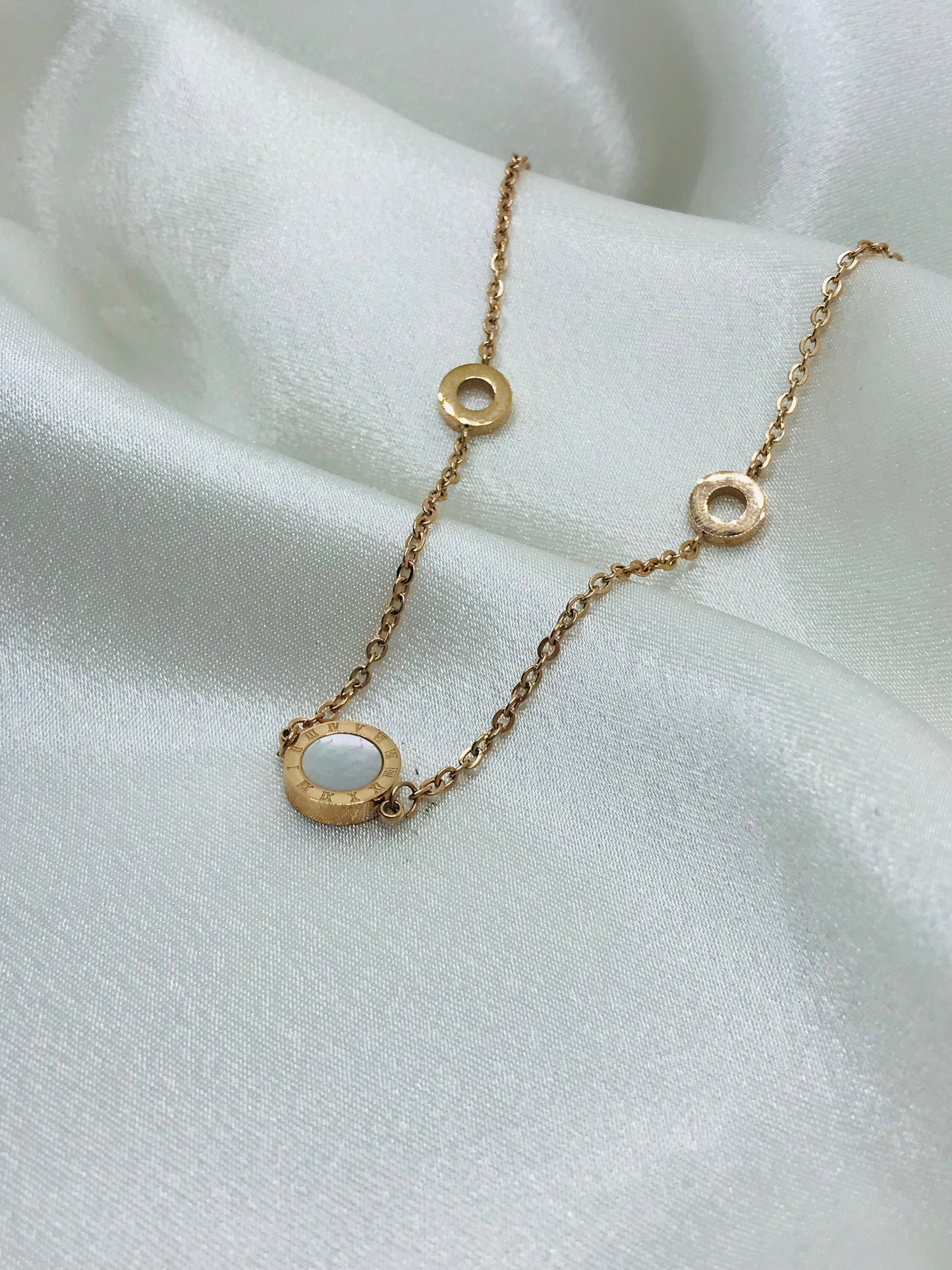 Double Sided Circle Pendant with long chain