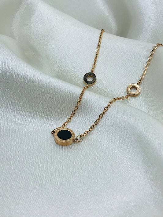 Double Sided Circle Pendant with long chain