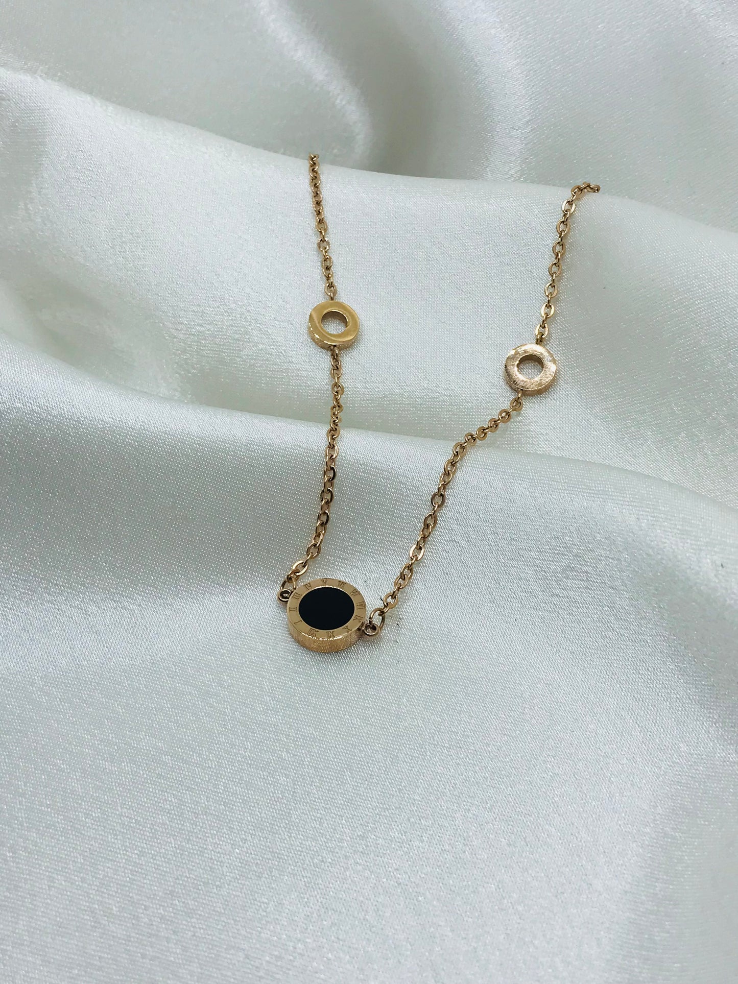 Double Sided Circle Pendant with long chain