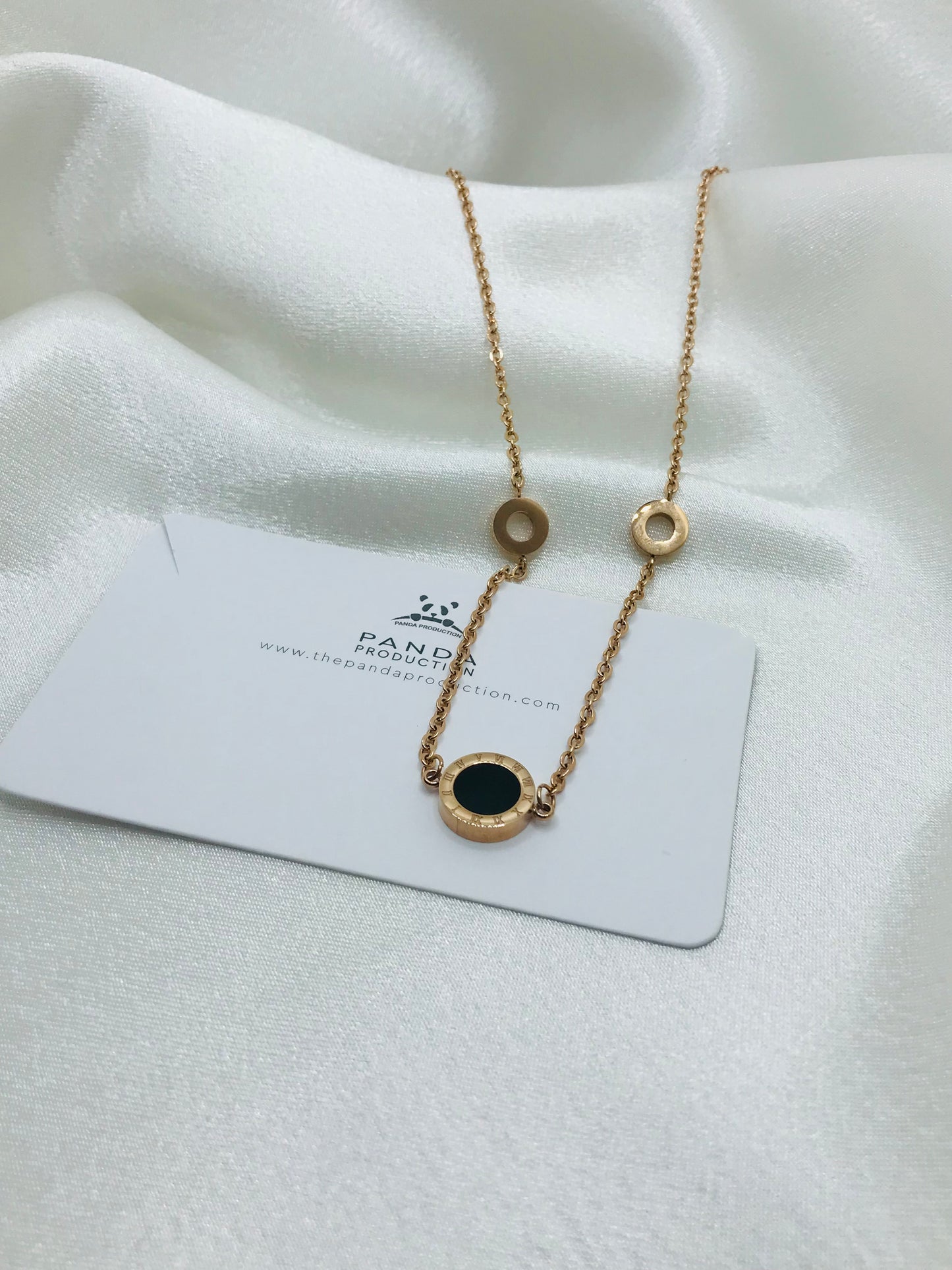 Double Sided Circle Pendant with long chain