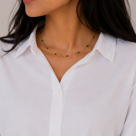 Emerald Beaded Choker Necklace