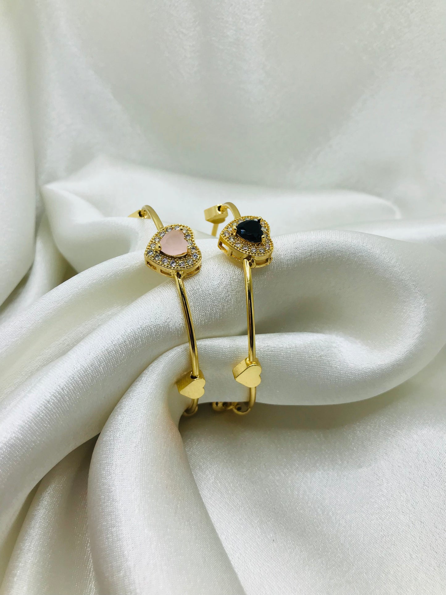Gold Heart Bracelet with Gemstones