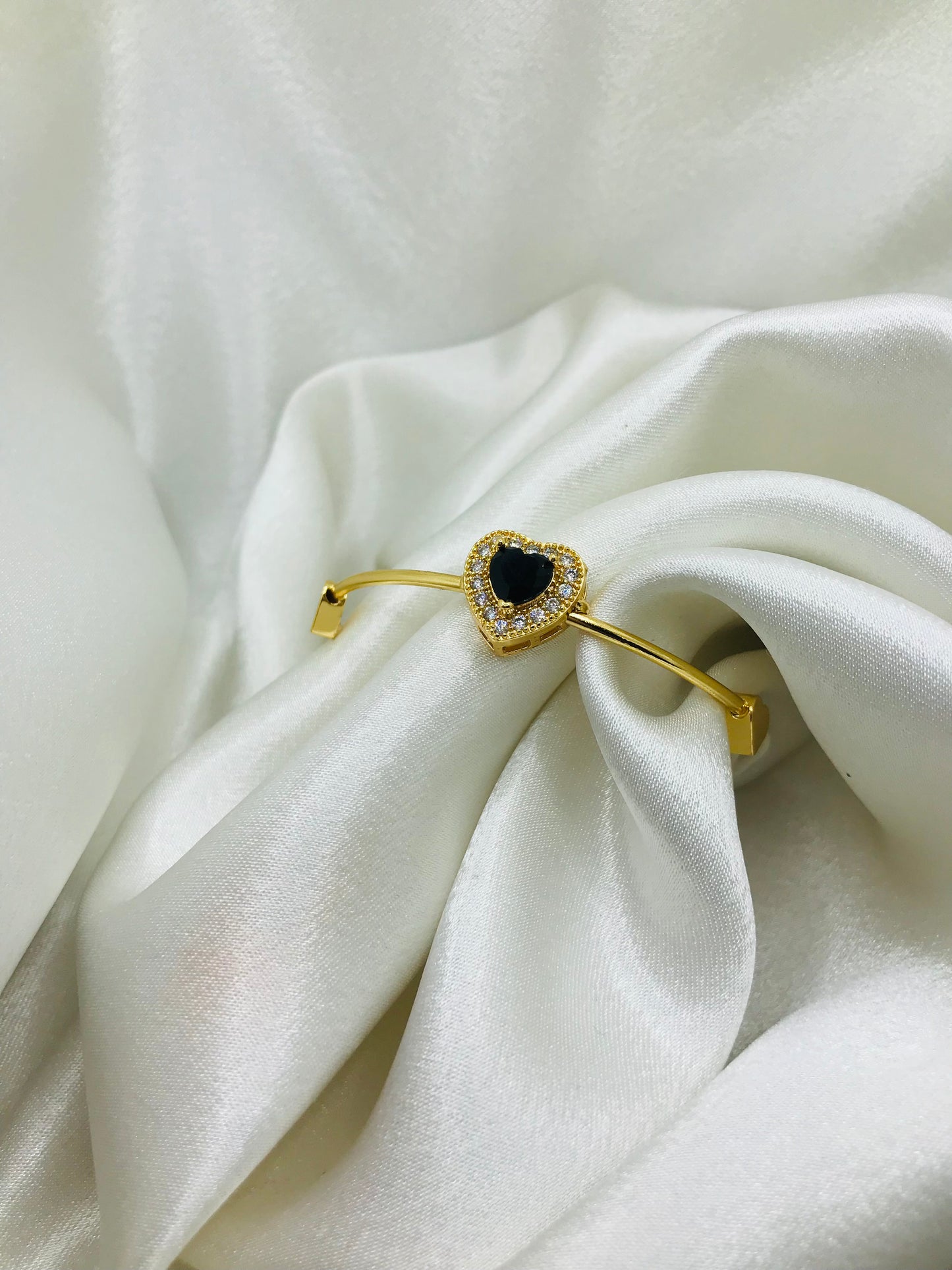Gold Heart Bracelet with Gemstones