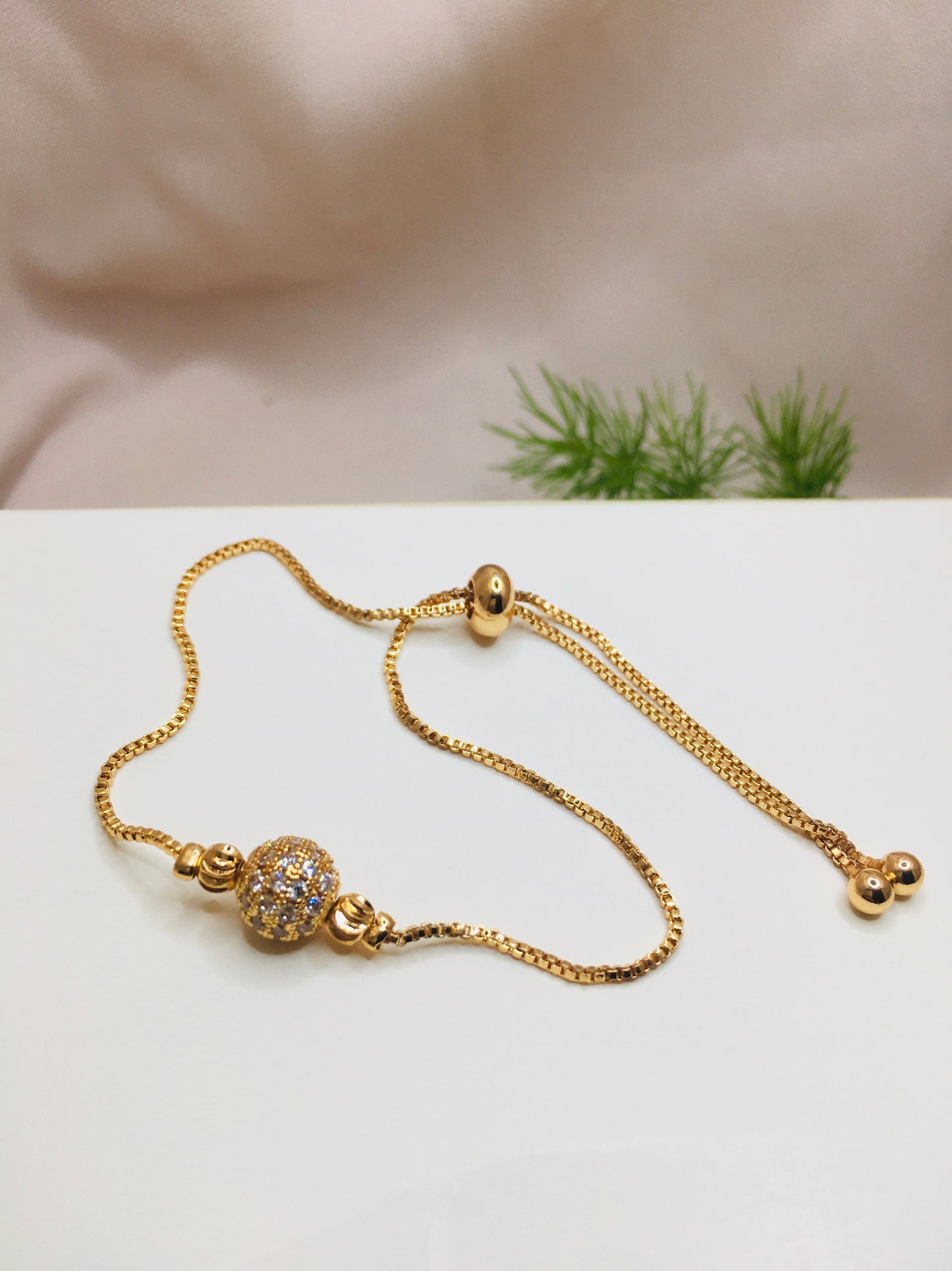Gold Slider Bracelet with Crystals