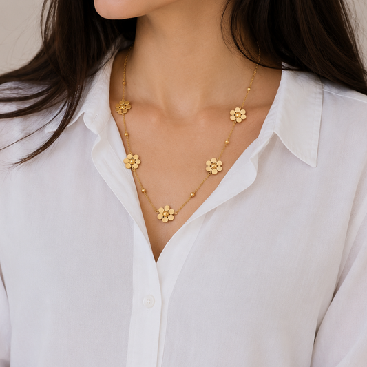Golden Daisy Station Necklace
