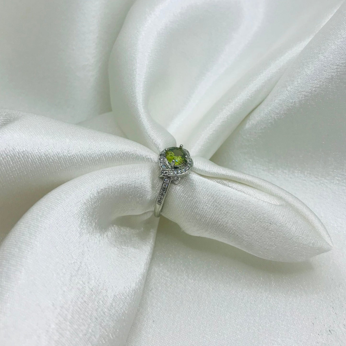 Green Gemstone Halo Ring