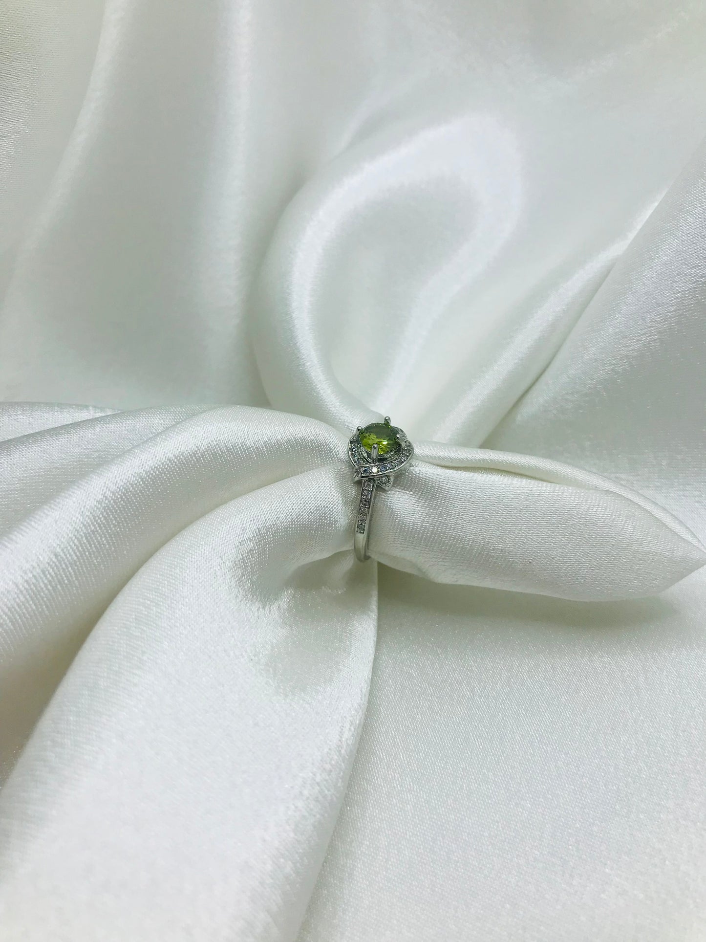 Green Gemstone Halo Ring