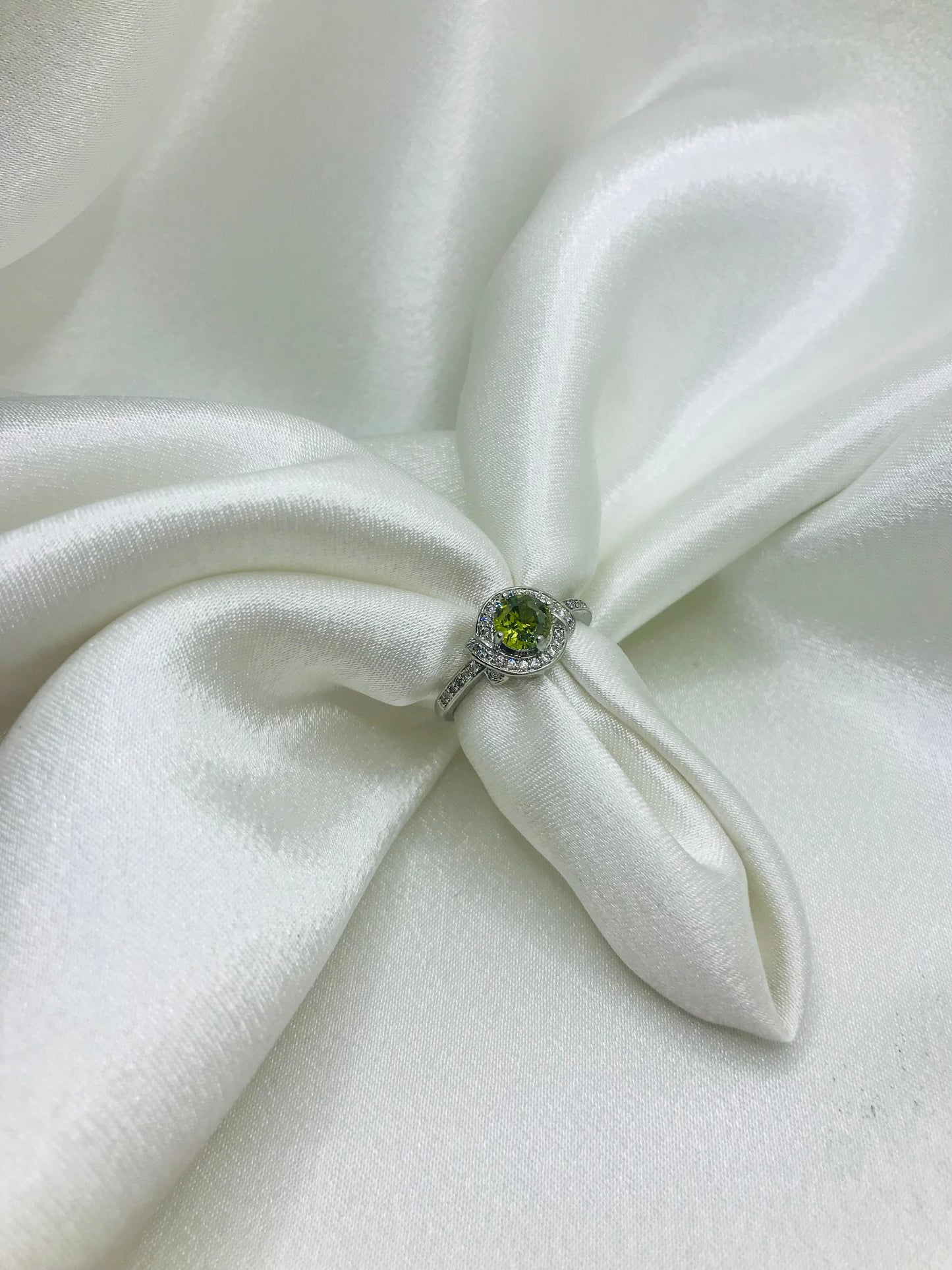 Green Gemstone Halo Ring