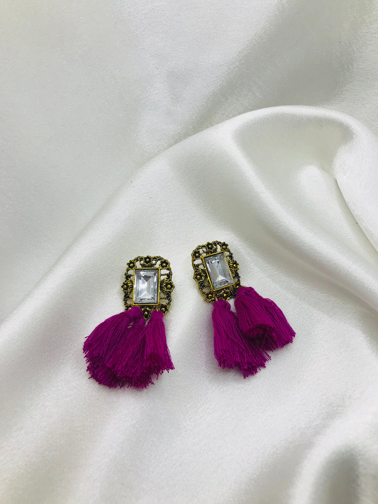 Maroon Tassel Earrings