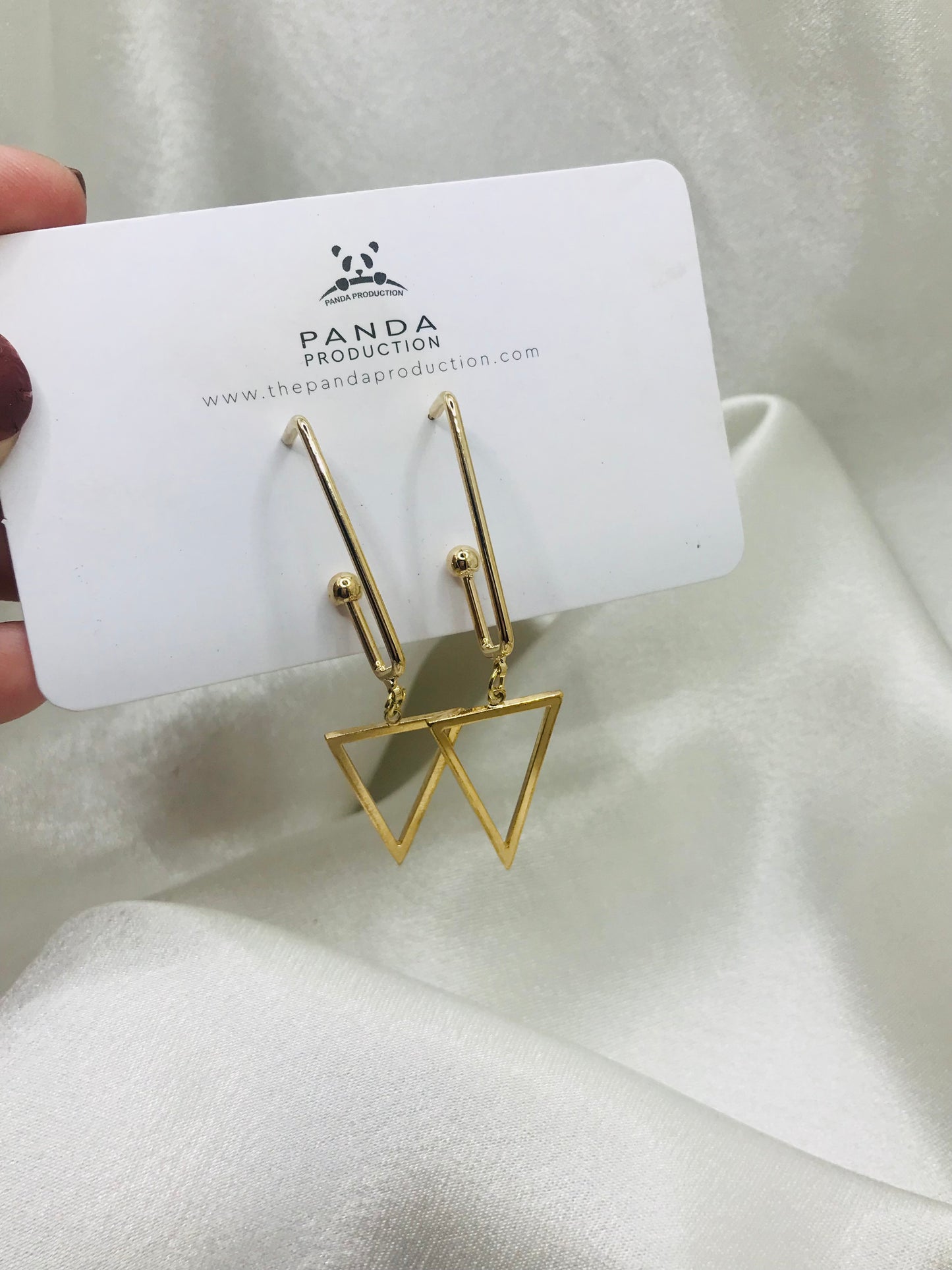 Long Metal Triangle Earrings