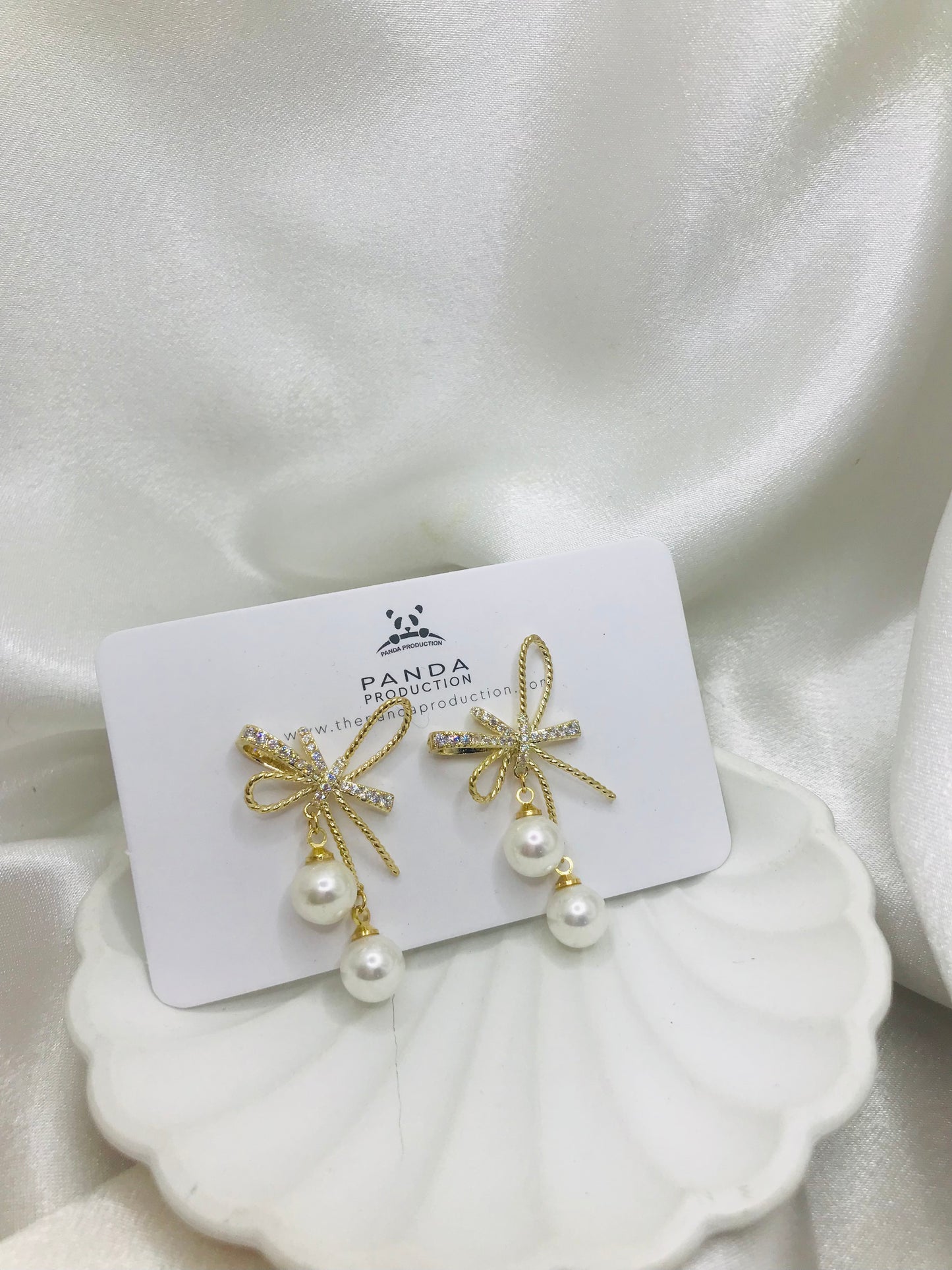 Bow Earrings with Ball Accents