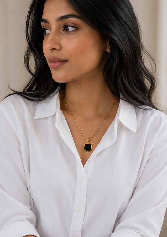 Midnight Square Pendant Necklace