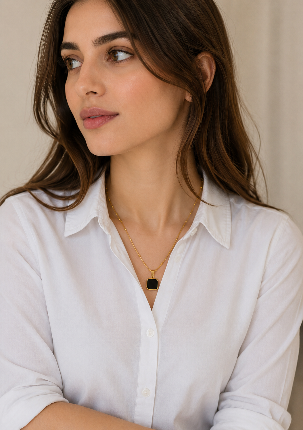 Midnight Square Pendant Necklace