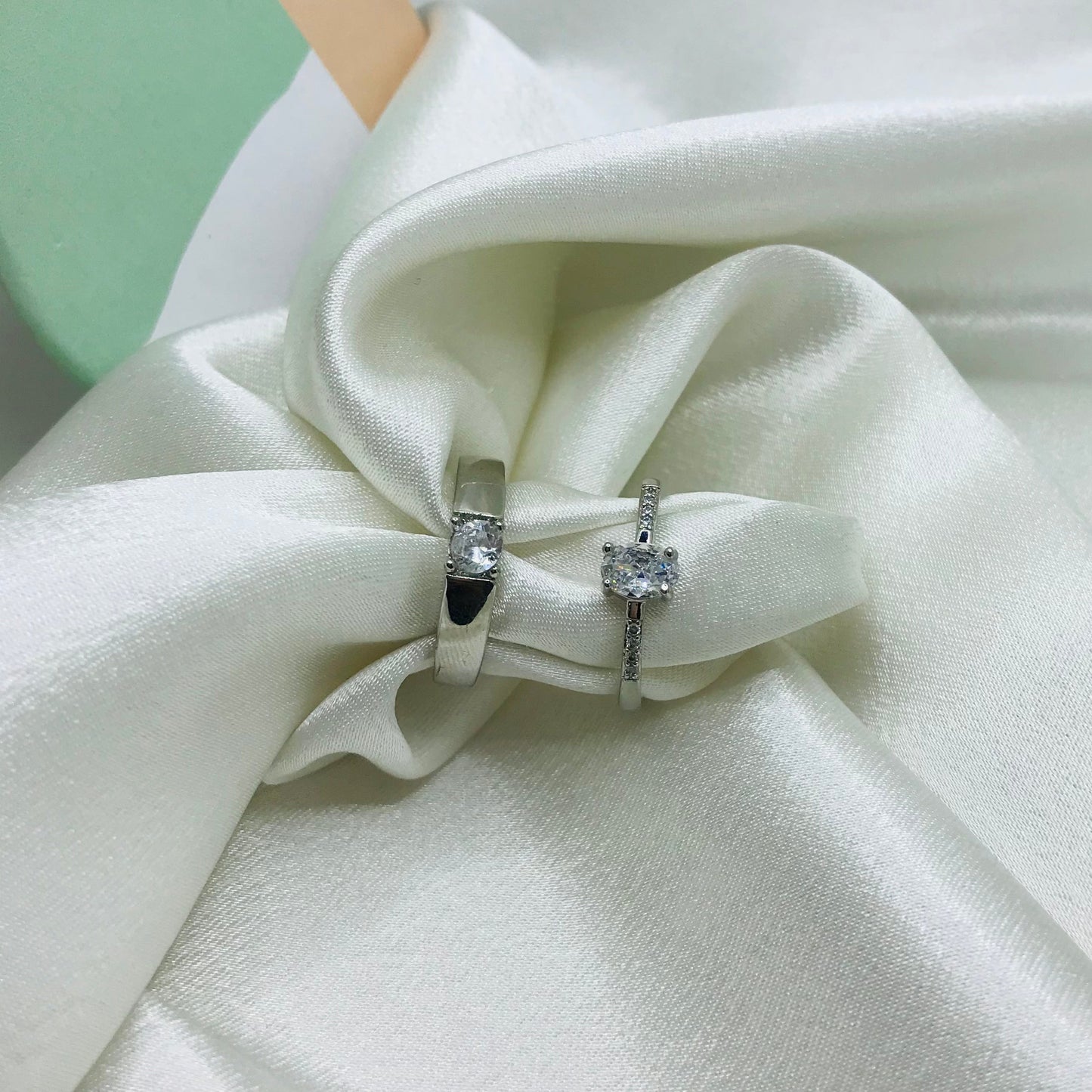 Matching Oval Solitaire Rings