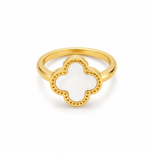 Midnight White Clover Ring