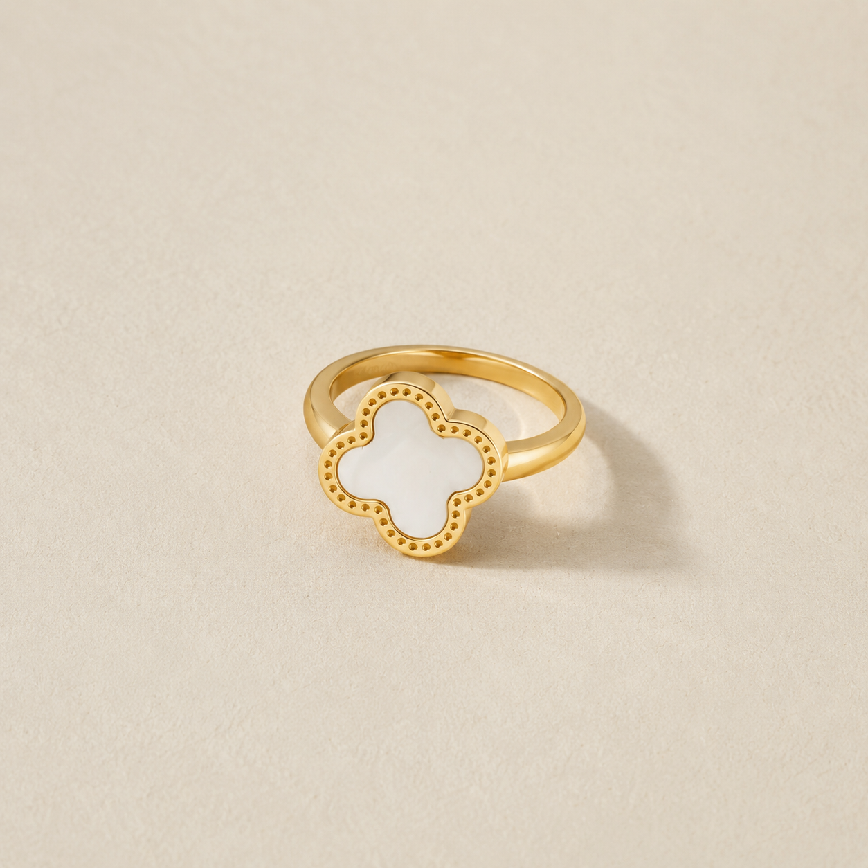 Midnight White Clover Ring
