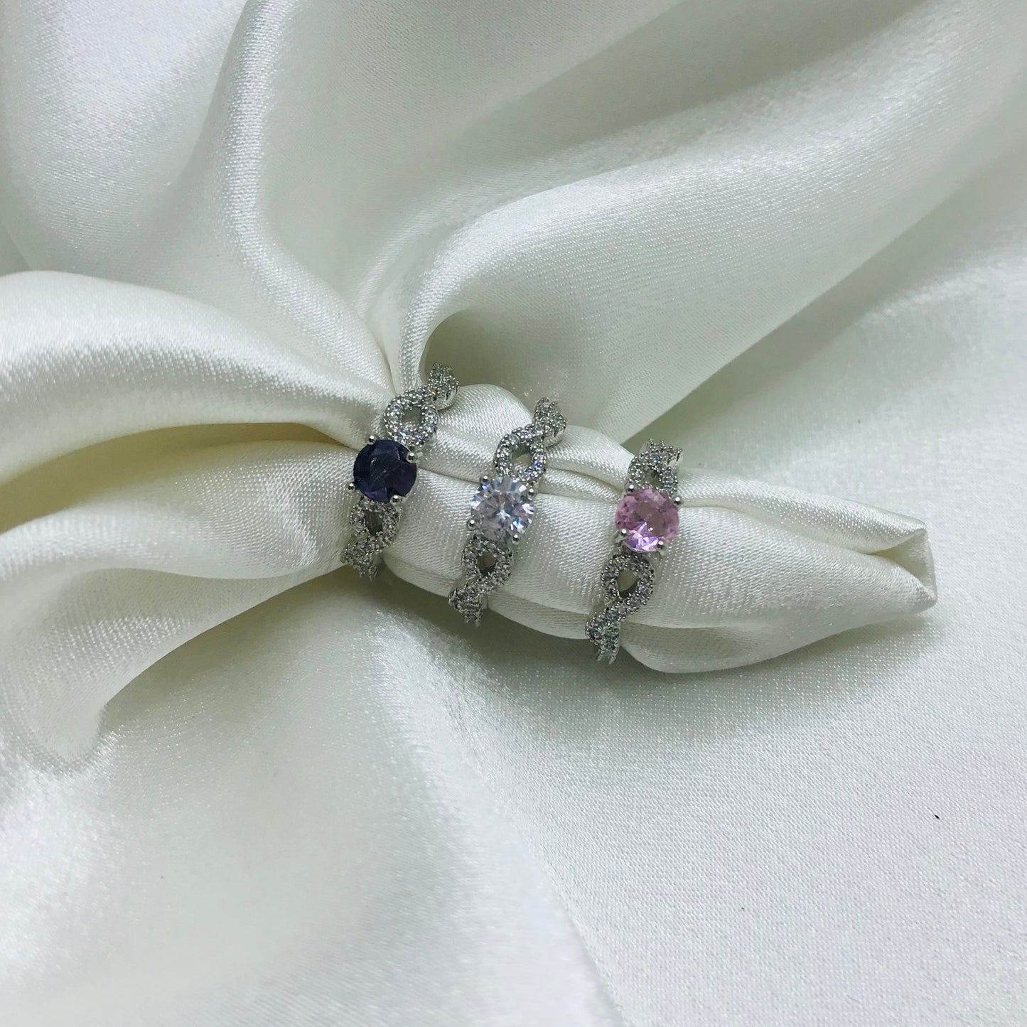 Minimalist Silver Ring with Oval Stones