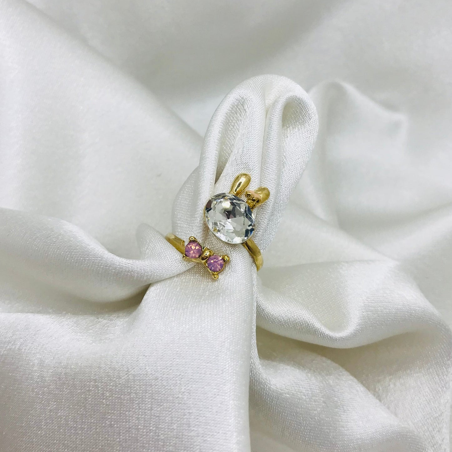 Oval Gemstone Ring with Pink Accents