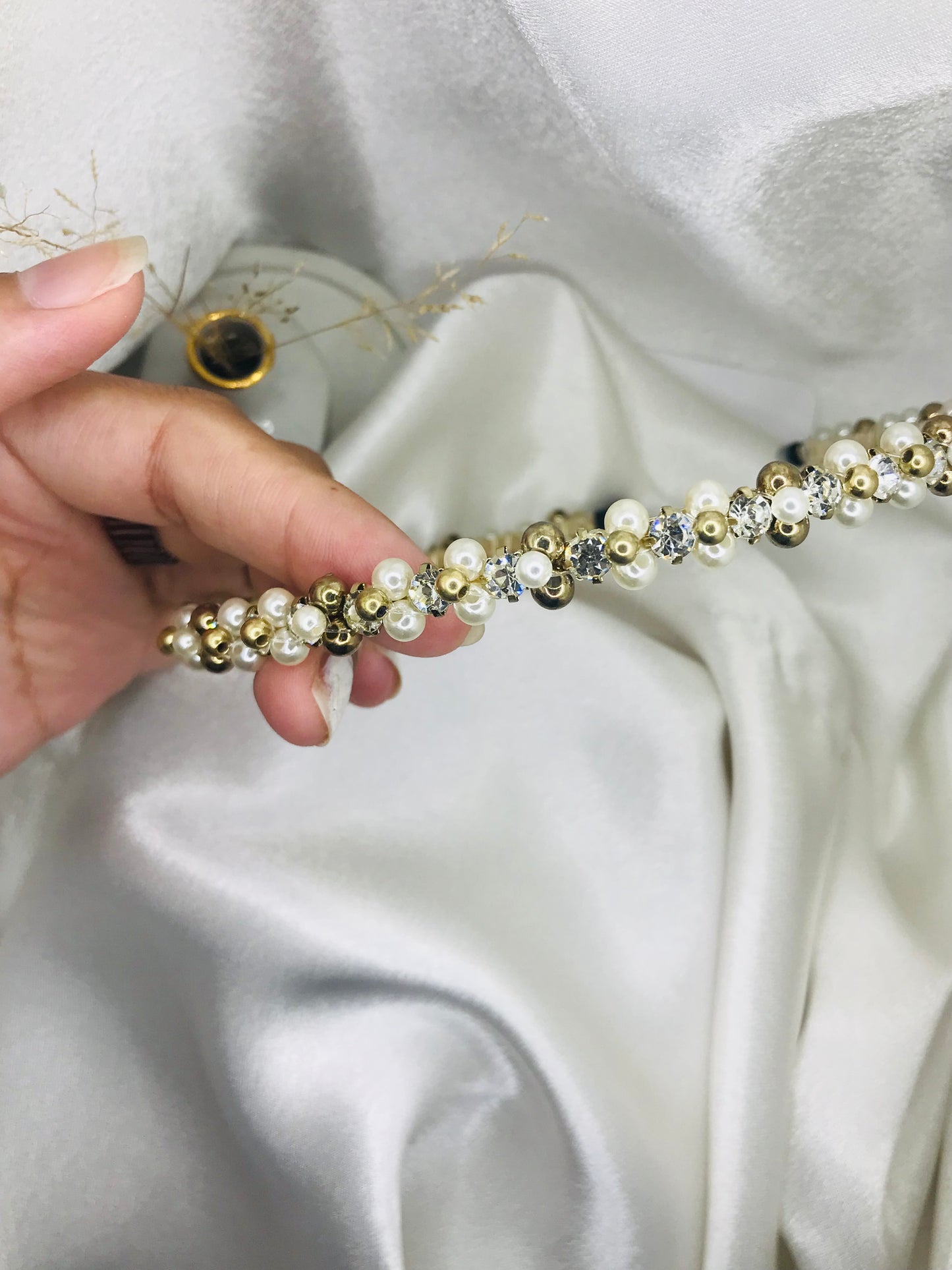 Pearl and Rhinestone Intertwined Headband